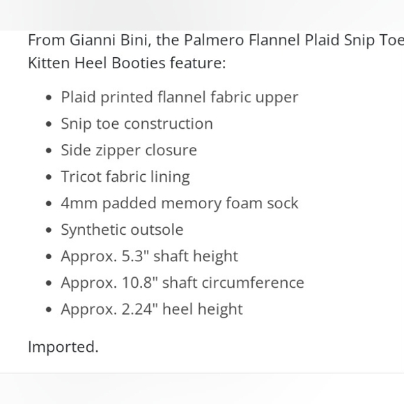 NEW Gianni Bini Women's Palmero Flannel Plaid Snip Toe Kitten Heel booties SZ 5 - Picture 2 of 16